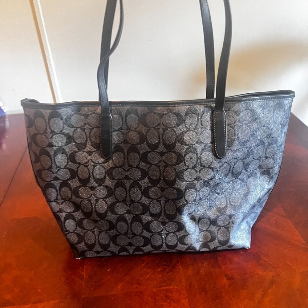 Coach City Tote Signature Canvas Black Shoulder Bag large‎ tote bag - Picture 2 of 13